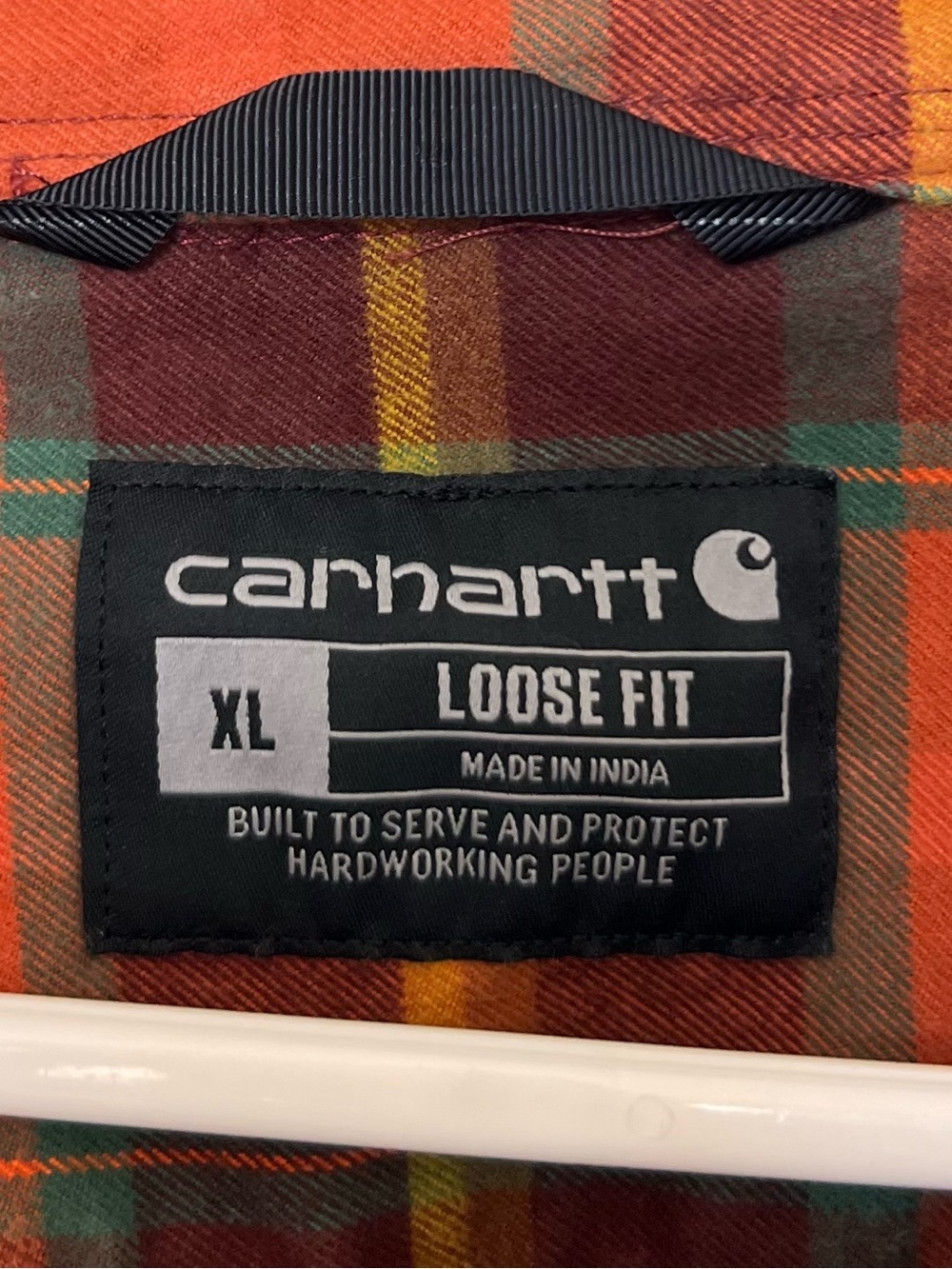 Carhartt Heavyweight Flannel Men’s Orange & Brown Plaid Shirt Jacket Size XL - Picture 10 of 13